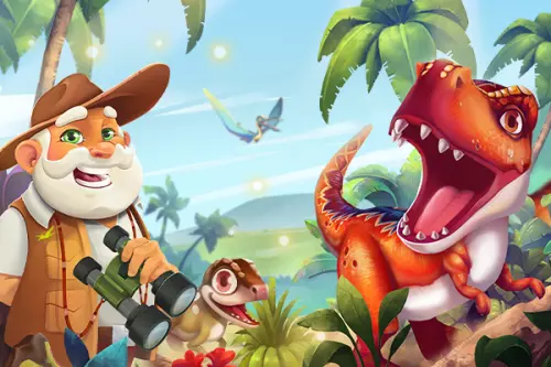 Dino Wärter und zwei Dinos