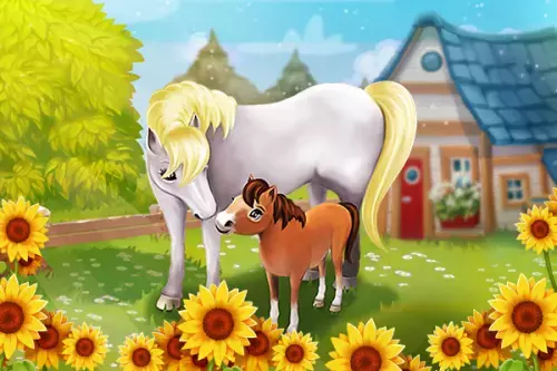 Pferdemama mit Fohlen