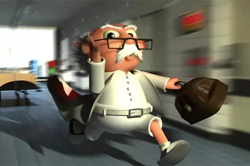 rennender Chefarzt mit Arztkoffer