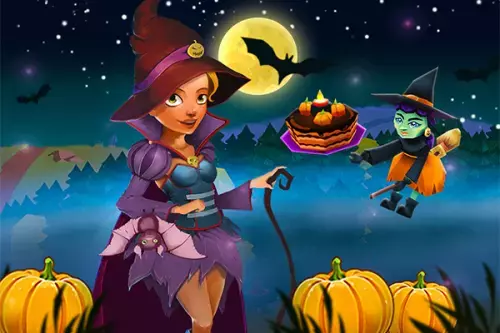 Farmerin im Halloweenkostüm