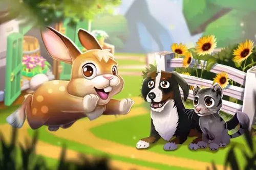 Hund, Katze und springender Hase