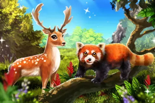 Reh und roter Panda