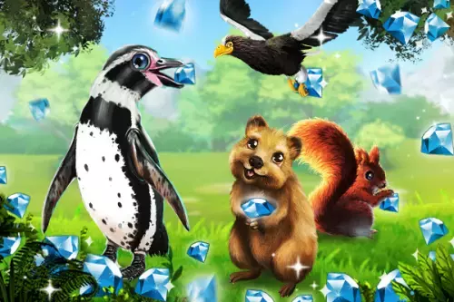 Pinguin und Quokka mit Diamanten