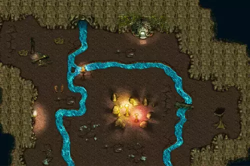 Action Spiel - Secret Relict - Fluss mit leuchtendem Gold in der Mitte