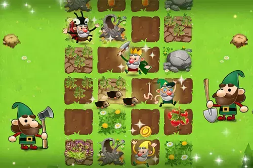 Farm Spiel: Feld mit kleinen Zwergen aus Wurzelimperium