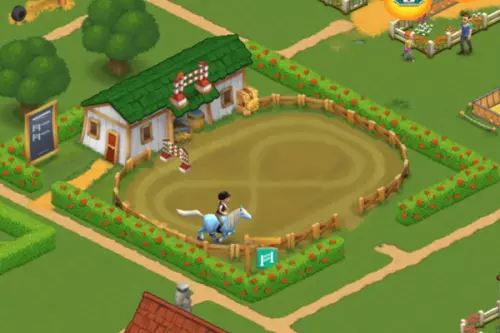 Gioco degli animali: cavallo che cavalca con cavaliere in cerchio