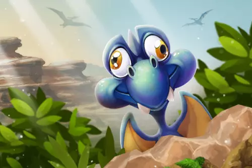 blauer Drache schaut hinter einem Stein hervor