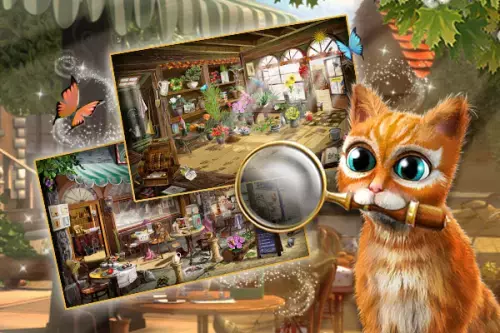 Katze Bianca mit zwei Wimmelbildern und Lupe