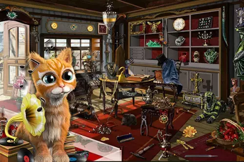 Katze Bianca im Antiquitätenladen