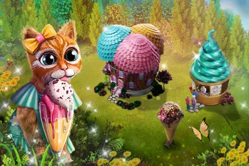 Katze Bianca beim Eis essen