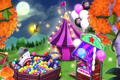 Zirkuszelt, Bällebad und Luftballonstand - Halloweenevent