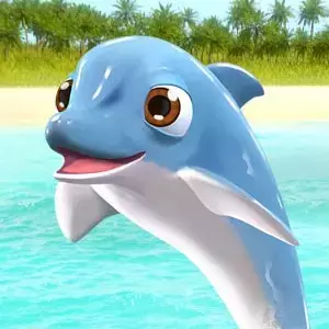 glücklicher Delfin der aus dem Wasser springt