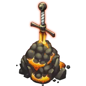 Schwert Excalibur im Stein steckend